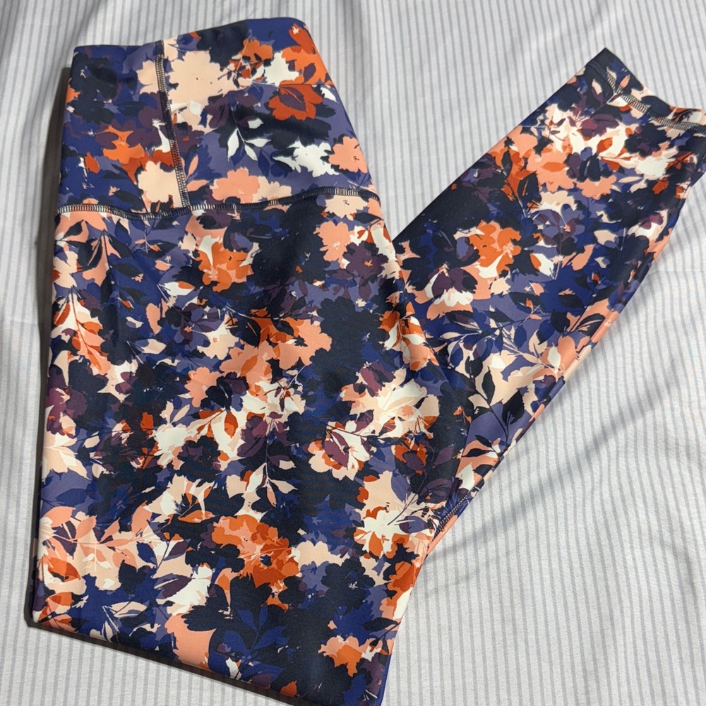 Old Navy Floral Leggings - Navy, Orange, Cream